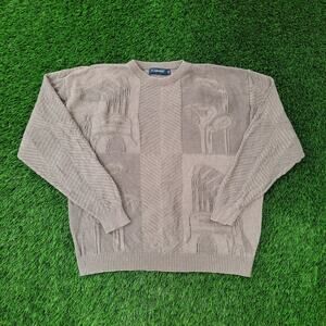 Vintage 90s MOD Knitwear Sweater Womens XL 26x25 Baggy Taupe